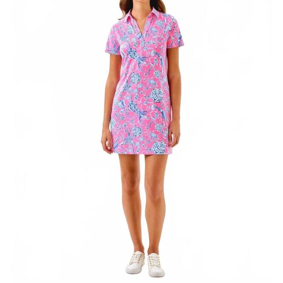 NEW LILLY PULITZER dune short sleeve dress - plus in rousseau pink barefoot beac - Picture 1 of 5